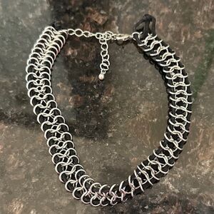 Silver and Black Chainmail Choker Necklace